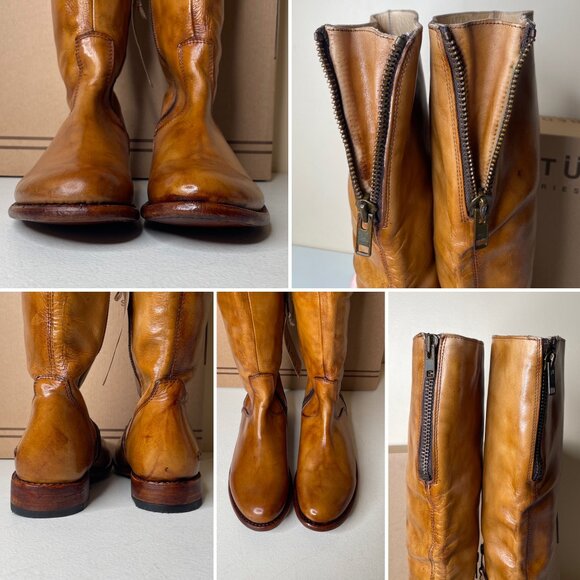 BED STU Tess Tan Distressed Leather Tall Riding Boots BEDSTU Size 8 - Picture 7 of 16